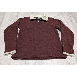KUHL Alpaca Fleece Sweater Women Size Small Sherpa Collar Burgundy 1/4 Zip